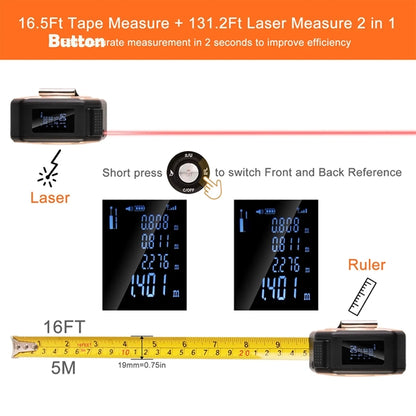 2-in-1 USB Rechargeable Laser Tape Measure