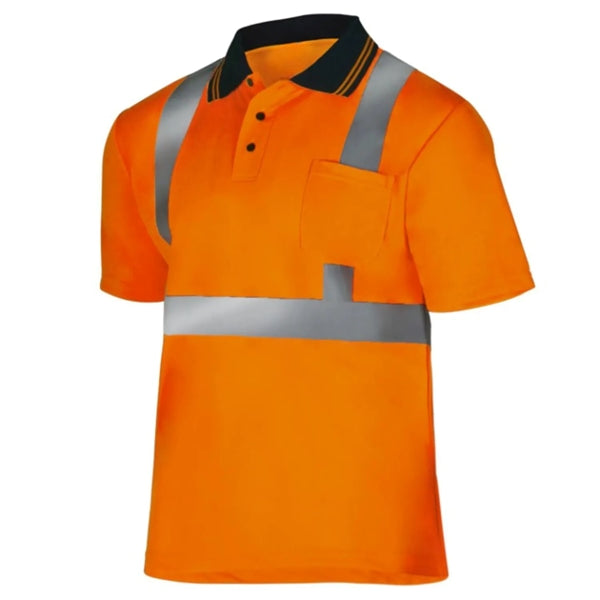 Class 2 Hi Viz Cotton Reflective Tape Safety Polo w/ Pocket