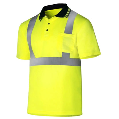 Class 2 Hi Viz Cotton Reflective Tape Safety Polo w/ Pocket
