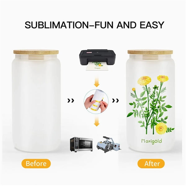 16Oz Sublimation Frosted Beer Can Glass