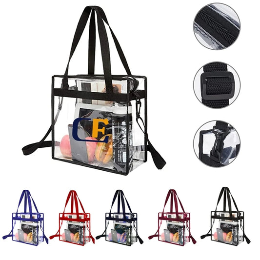 Zipper Closure Clear Tote Bag with Handles Shoulder Strap