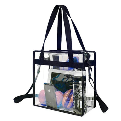 Zipper Closure Clear Tote Bag with Handles Shoulder Strap