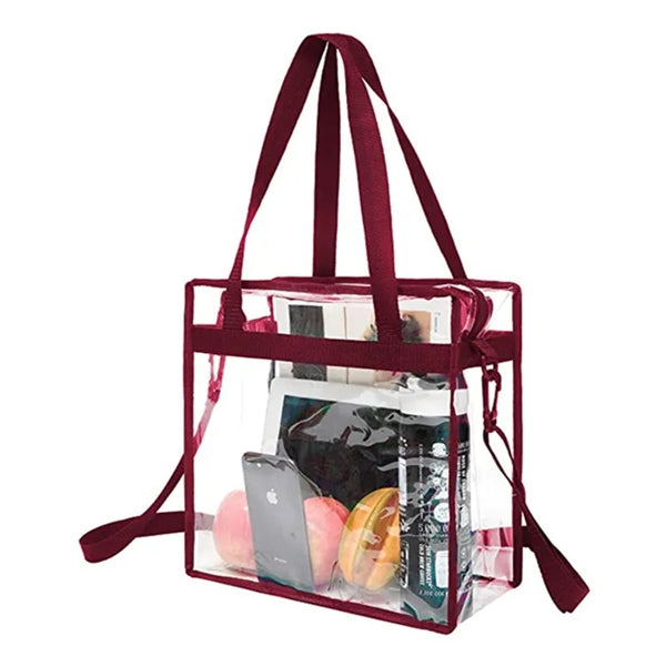 Zipper Closure Clear Tote Bag with Handles Shoulder Strap