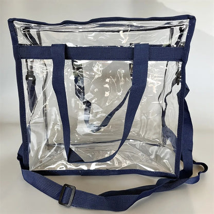 Zipper Closure Clear Tote Bag with Handles Shoulder Strap