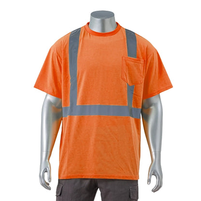 Hi Viz Poly-Cotton Knitted Safety Workwear Pocket T-Shirt