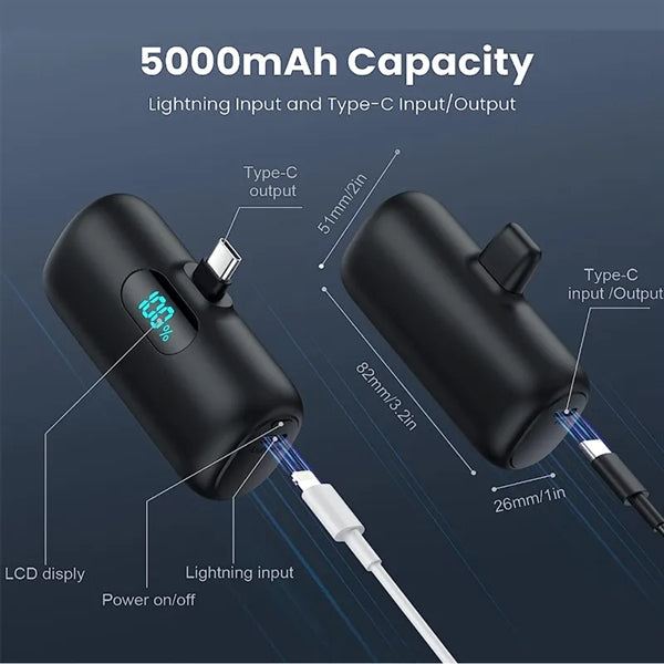 5000mAh LCD Display Mini Power Bank