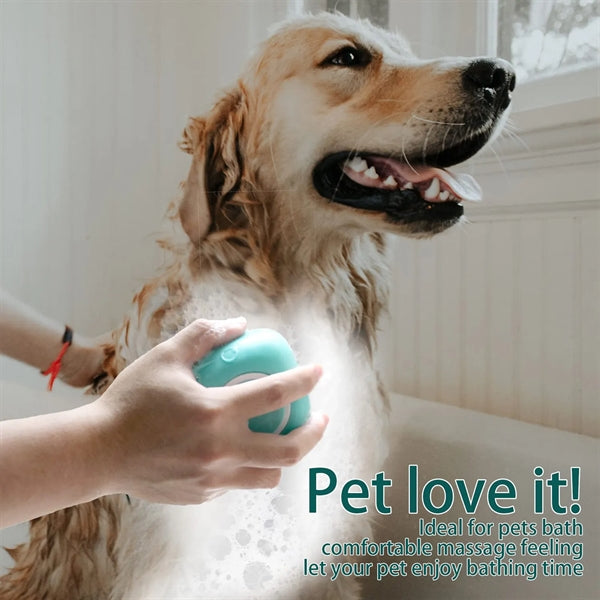 Silicone Pet Bath Massage Brush with Shampoo Dispenser