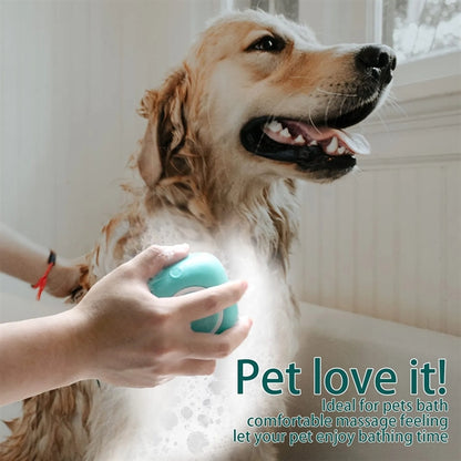 Silicone Pet Bath Massage Brush with Shampoo Dispenser