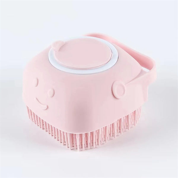 Silicone Pet Bath Massage Brush with Shampoo Dispenser