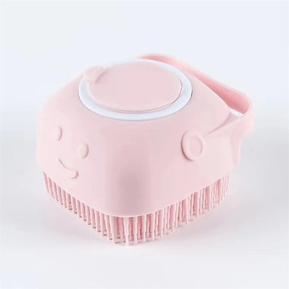 Silicone Pet Bath Massage Brush with Shampoo Dispenser