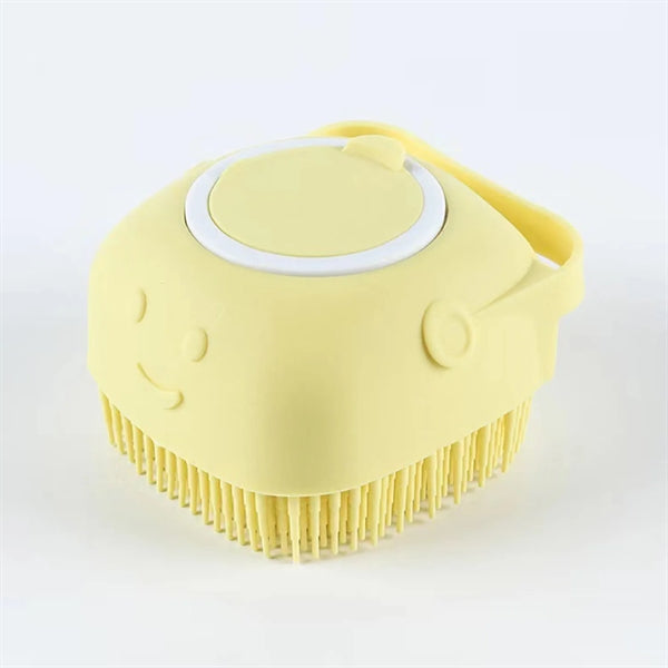 Silicone Pet Bath Massage Brush with Shampoo Dispenser