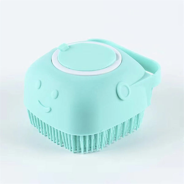 Silicone Pet Bath Massage Brush with Shampoo Dispenser