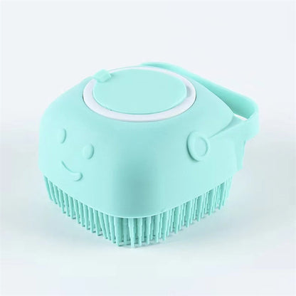 Silicone Pet Bath Massage Brush with Shampoo Dispenser