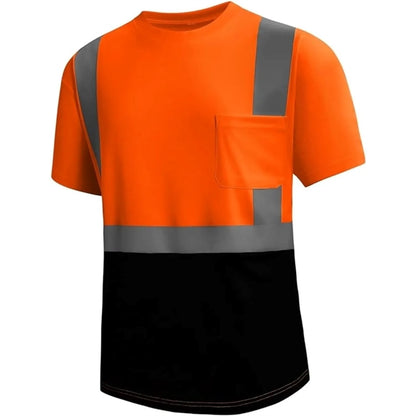 Hi Visibility Class 2 Reflective Tape Safety Pocket T-Shirt