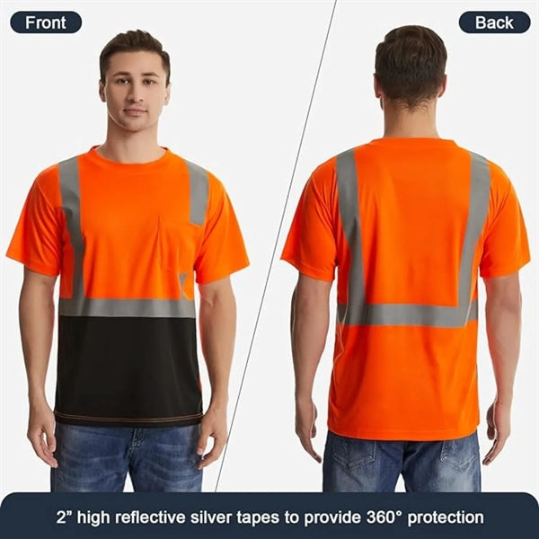 Hi Visibility Class 2 Reflective Tape Safety Pocket T-Shirt