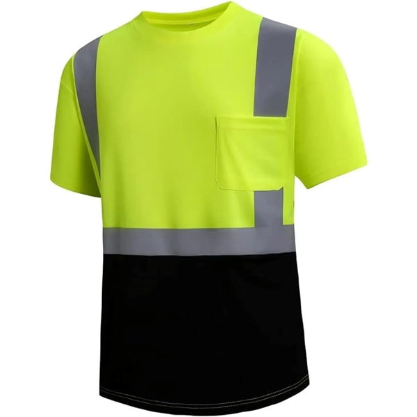 Hi Visibility Class 2 Reflective Tape Safety Pocket T-Shirt