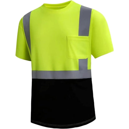 Hi Visibility Class 2 Reflective Tape Safety Pocket T-Shirt