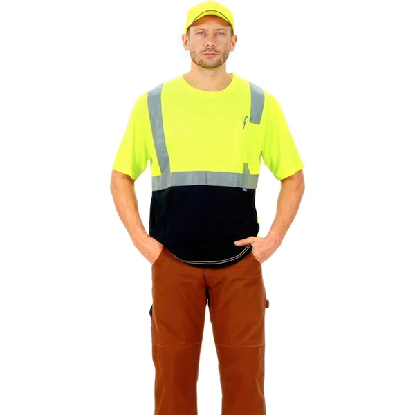 Hi Visibility Class 2 Reflective Tape Safety Pocket T-Shirt