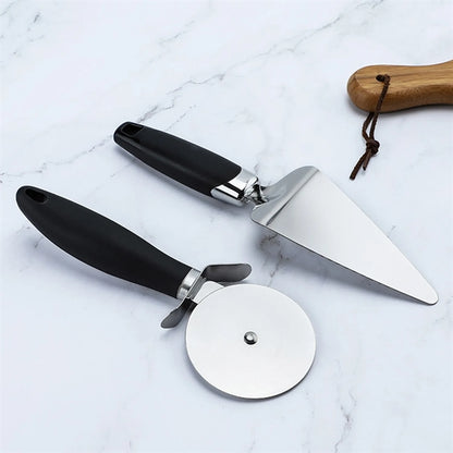 Stainless Steel Pizza Wheel Cutter and Server Set