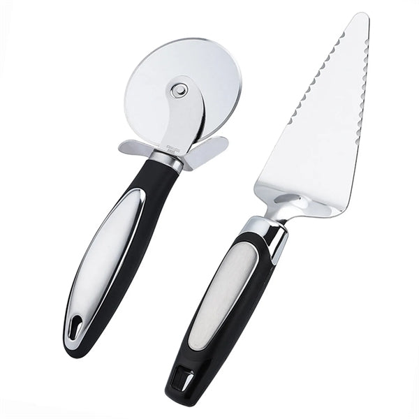 Stainless Steel Pizza Wheel Cutter and Server Set