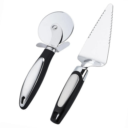 Stainless Steel Pizza Wheel Cutter and Server Set