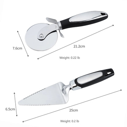 Stainless Steel Pizza Wheel Cutter and Server Set