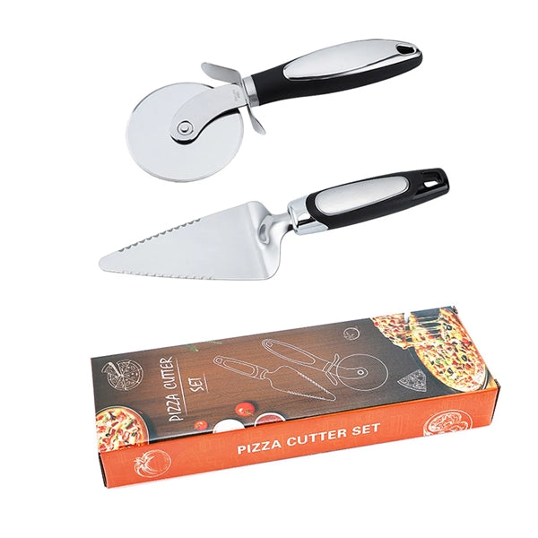 Stainless Steel Pizza Wheel Cutter and Server Set