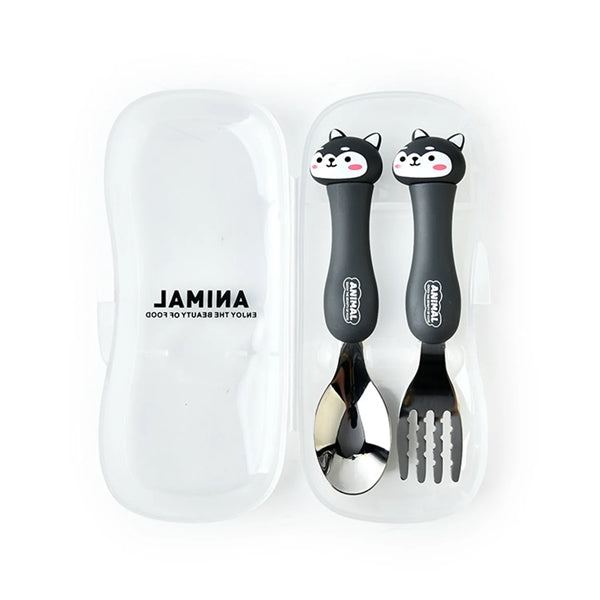 Kids Stainless Steel Baby Spoon Fork Set with Travel Case