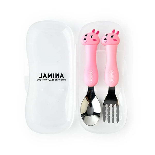 Kids Stainless Steel Baby Spoon Fork Set with Travel Case