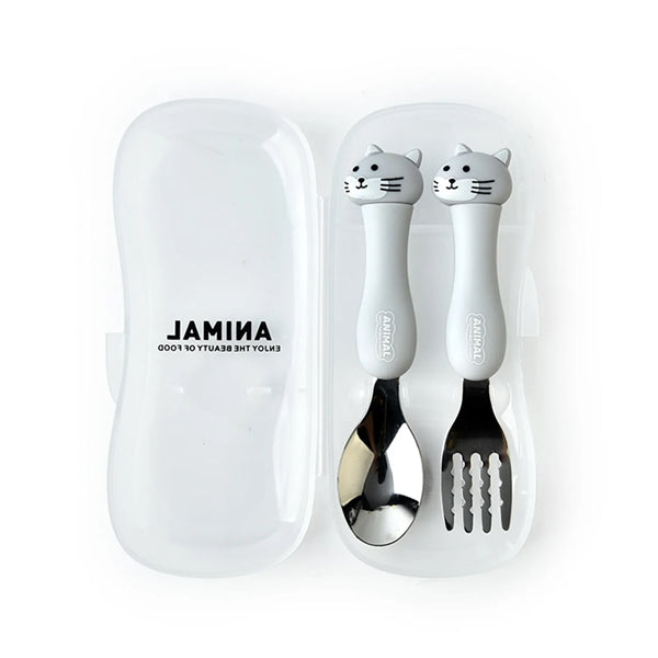 Kids Stainless Steel Baby Spoon Fork Set with Travel Case