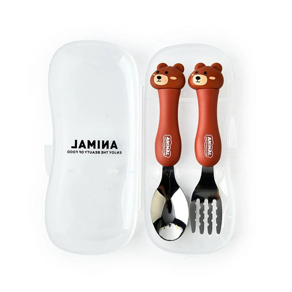 Kids Stainless Steel Baby Spoon Fork Set with Travel Case