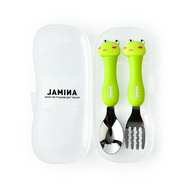 Kids Stainless Steel Baby Spoon Fork Set with Travel Case