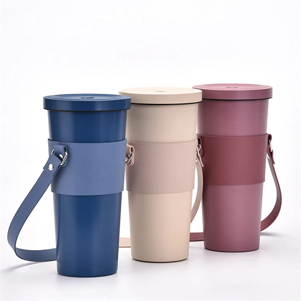 Leather Tumbler Carrier Holder Sleeve with Carrying Handle