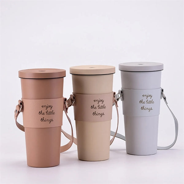 Leather Tumbler Carrier Holder Sleeve with Carrying Handle