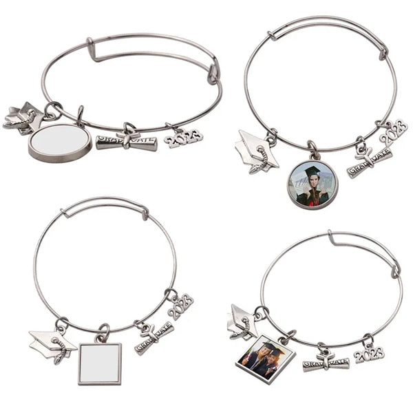 Adjustable Graduation Season Metal Tag Bracelet