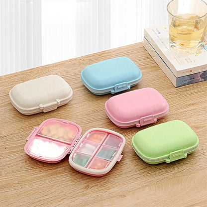 Portable Pocket Wheat Straw Shell Pill Storage Cases Box