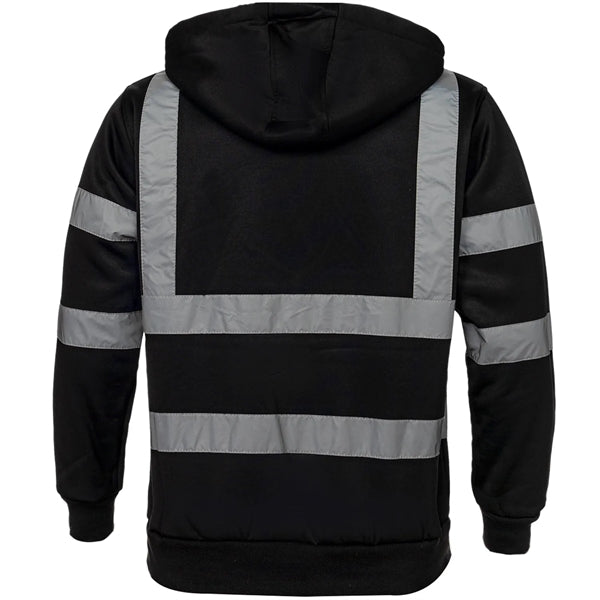 Hi Viz Class 3 Reflective Tape Safety Zipper Pocket Hoodie