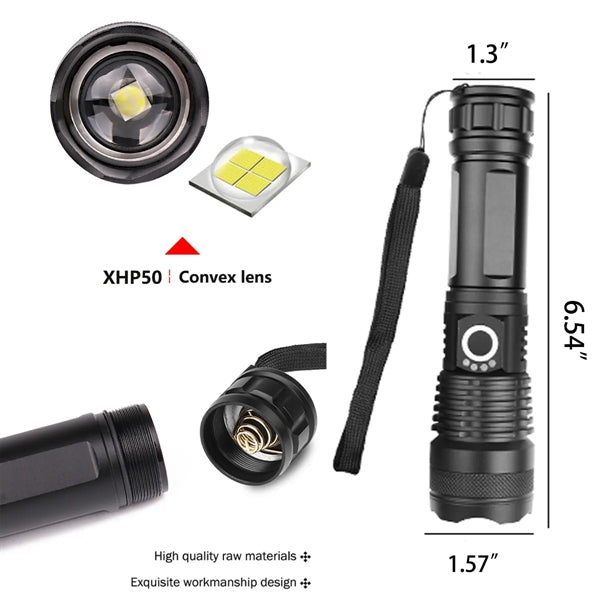 LED Outdoor Zoomable Tactical Rechargeable Flashlight Torch