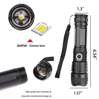 LED Outdoor Zoomable Tactical Rechargeable Flashlight Torch