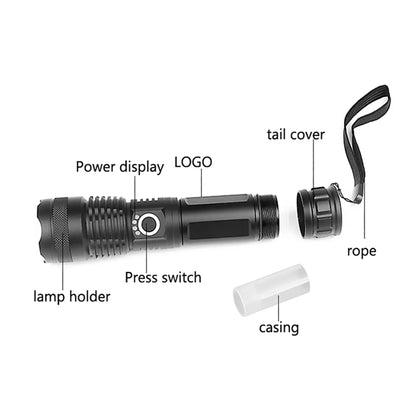 LED Outdoor Zoomable Tactical Rechargeable Flashlight Torch