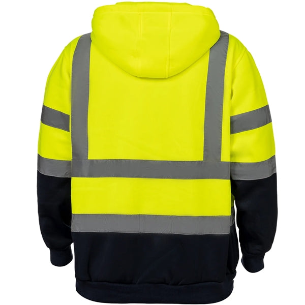 Two Tone Hi Viz Class 3 Reflective Tape Safety Zipper Hoodie