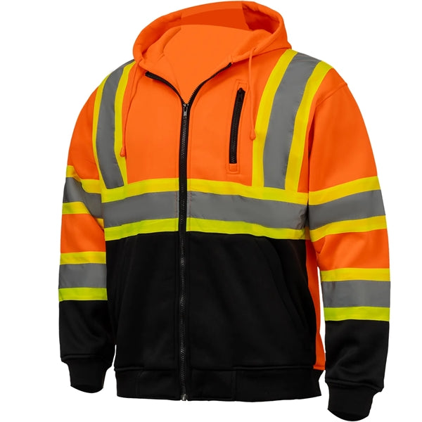 Hi Viz Class 3 Color Block Reflective Safety Zipper Hoodie