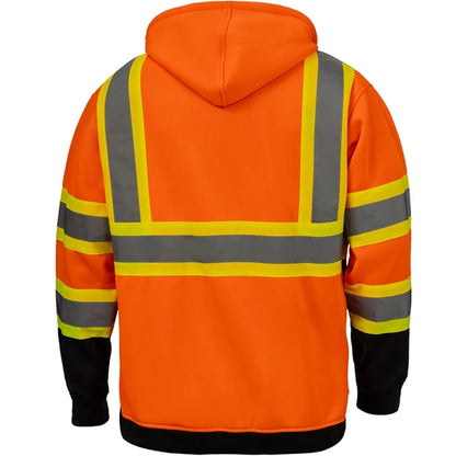 Hi Viz Class 3 Color Block Reflective Safety Zipper Hoodie