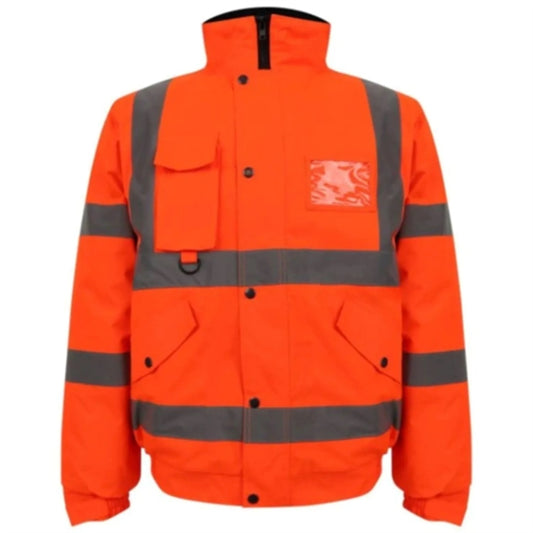 Hi Viz Class 3 Waterproof Reflective Safety Bomber Jacket