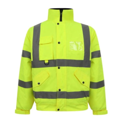Hi Viz Class 3 Waterproof Reflective Safety Bomber Jacket