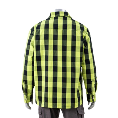 Hi Viz Buffalo Plaid Quilt-Lined Flannel Safety Shirt Jacket