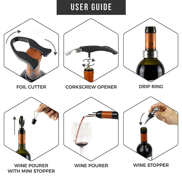 5 Pcs Wine Bottle Corkscrew Opener Kit