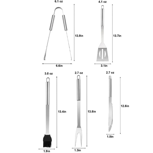 5 pieces Stainless Steel Grill Tools