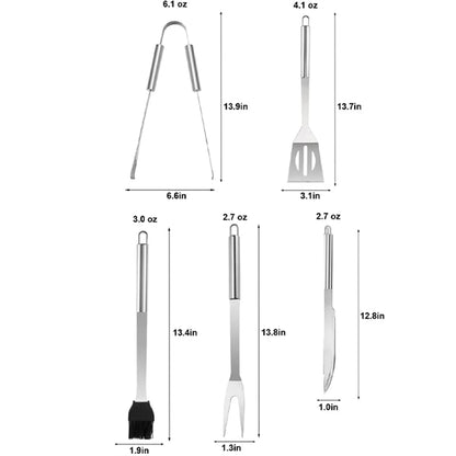 5 pieces Stainless Steel Grill Tools