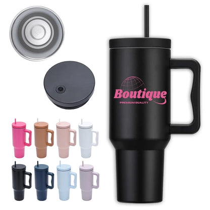 40 oz. Stainless Steel Tumbler with Handle and Straw Lid